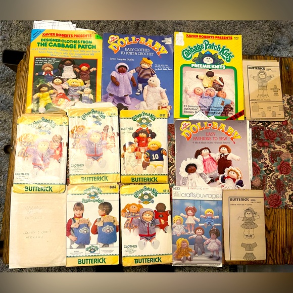 VINTAGE 1980’s Cabbage Patch Doll Clothing Patterns Collection Sew Crochet Knit - Picture 1 of 17